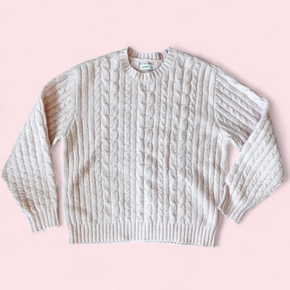 Hollister light pink cable knit sweater